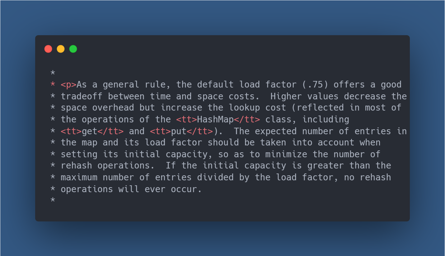 关于默认负载因子的注释